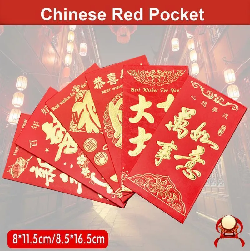 Chinese New Year Red Envelope 6PCS 4Styles 2Sizes