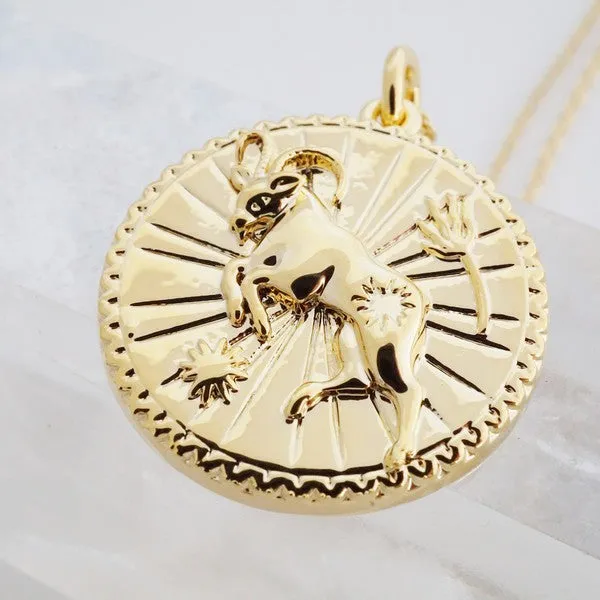 Chinese Zodiac Coin Necklace - Goat- Honeycat Jewelry
