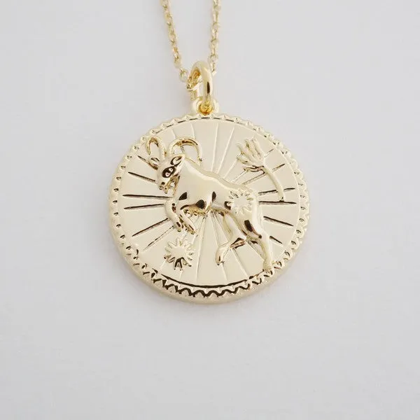 Chinese Zodiac Coin Necklace - Goat- Honeycat Jewelry