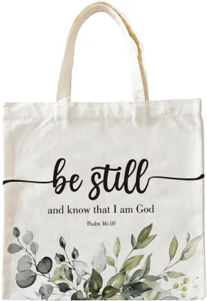 Christian Tote Bag, Be Still and Know Canvas Tote Bag for Women, Bible Bags for Women, Inspirational Christian Gifts, Church Bag, Bible Verse Gifts