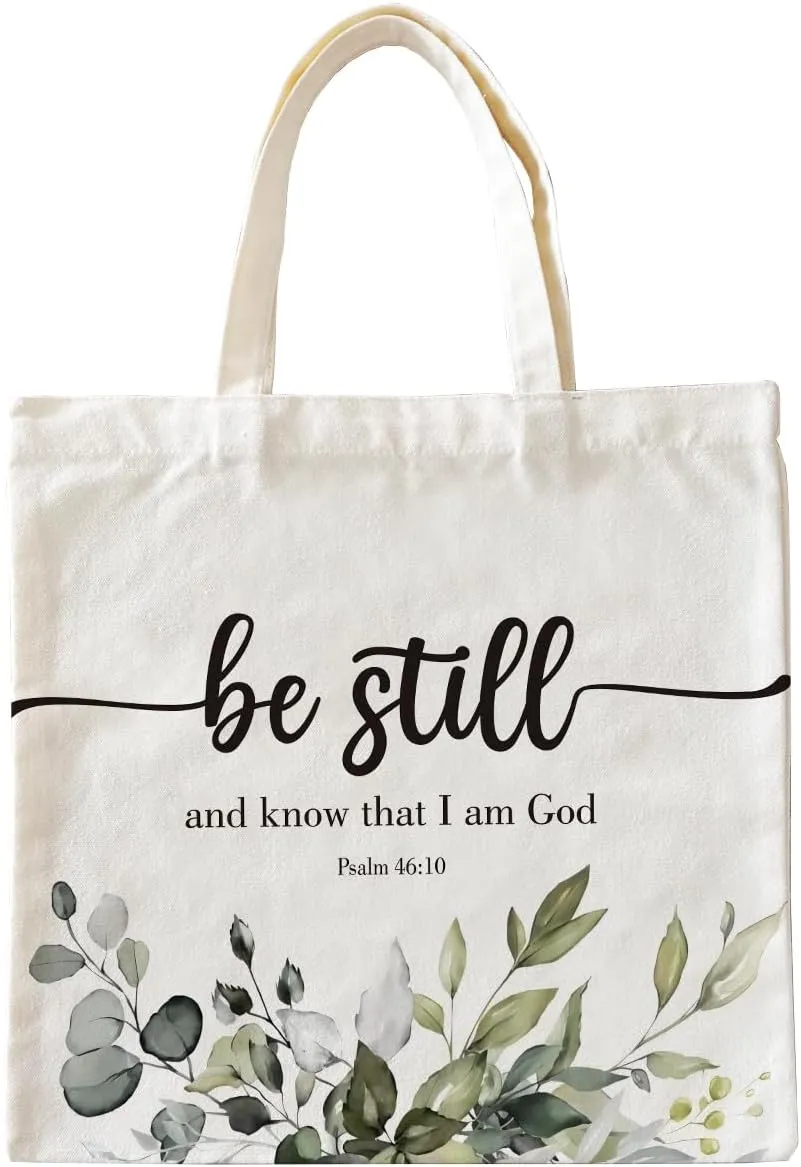 Christian Tote Bag, Be Still and Know Canvas Tote Bag for Women, Bible Bags for Women, Inspirational Christian Gifts, Church Bag, Bible Verse Gifts