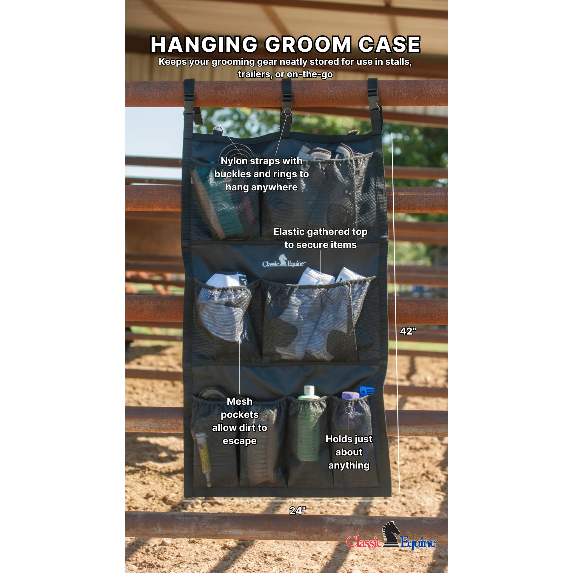 Classic Equine Hanging Grooming Case - Black