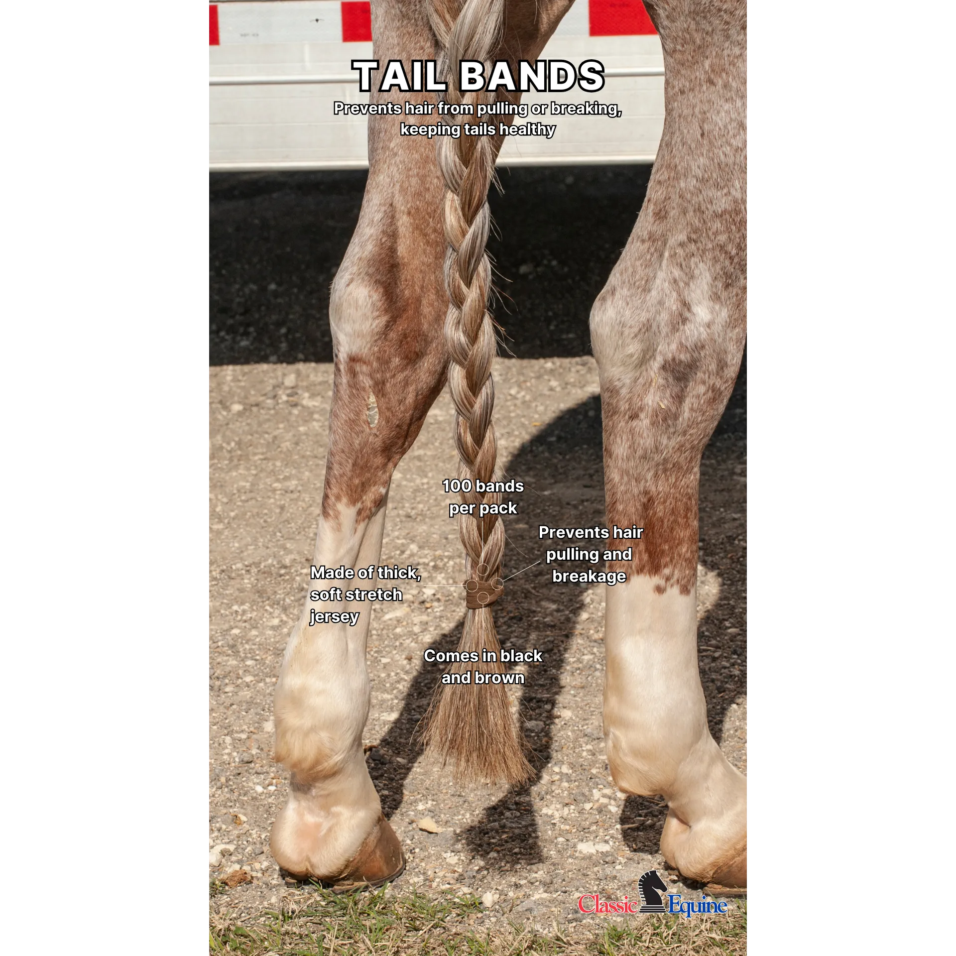 Classic Equine Jersey Tail Bands- 100 Pack