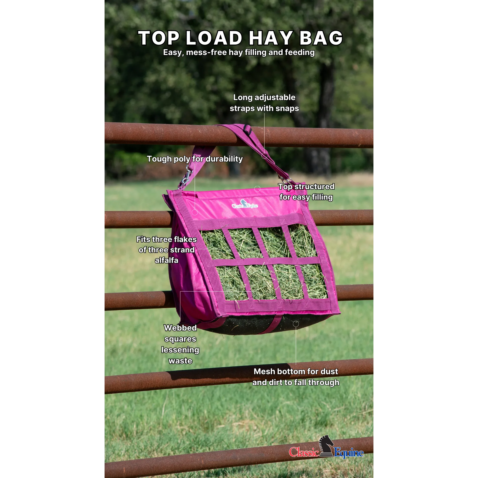 Classic Equine Top Load Hay Bag- Rust