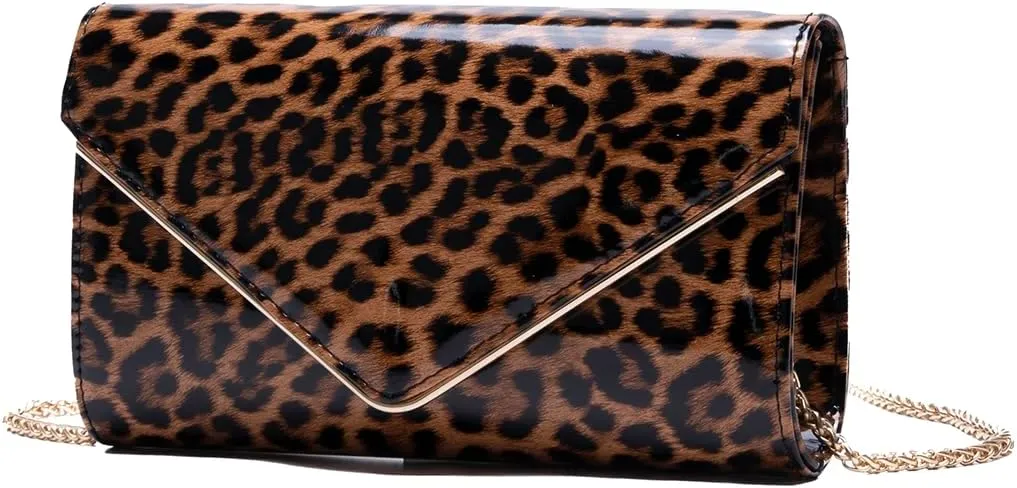 Classic V Leopard Print Evening Bags For Women Formal Purse, Stylish Woven Leather Clutch, Ladies Cocktail Party Handbag