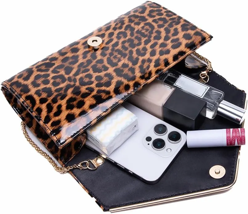 Classic V Leopard Print Evening Bags For Women Formal Purse, Stylish Woven Leather Clutch, Ladies Cocktail Party Handbag
