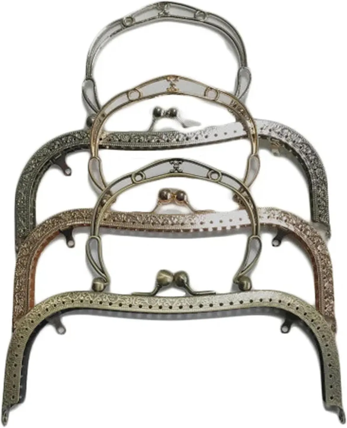 Clutch Bag Clasp 19.5cm Metal Embossing Purse Frame Bag Handle Bracket Kiss Clasp Buckles DIY Handbag Replacement Craft(Color 1)