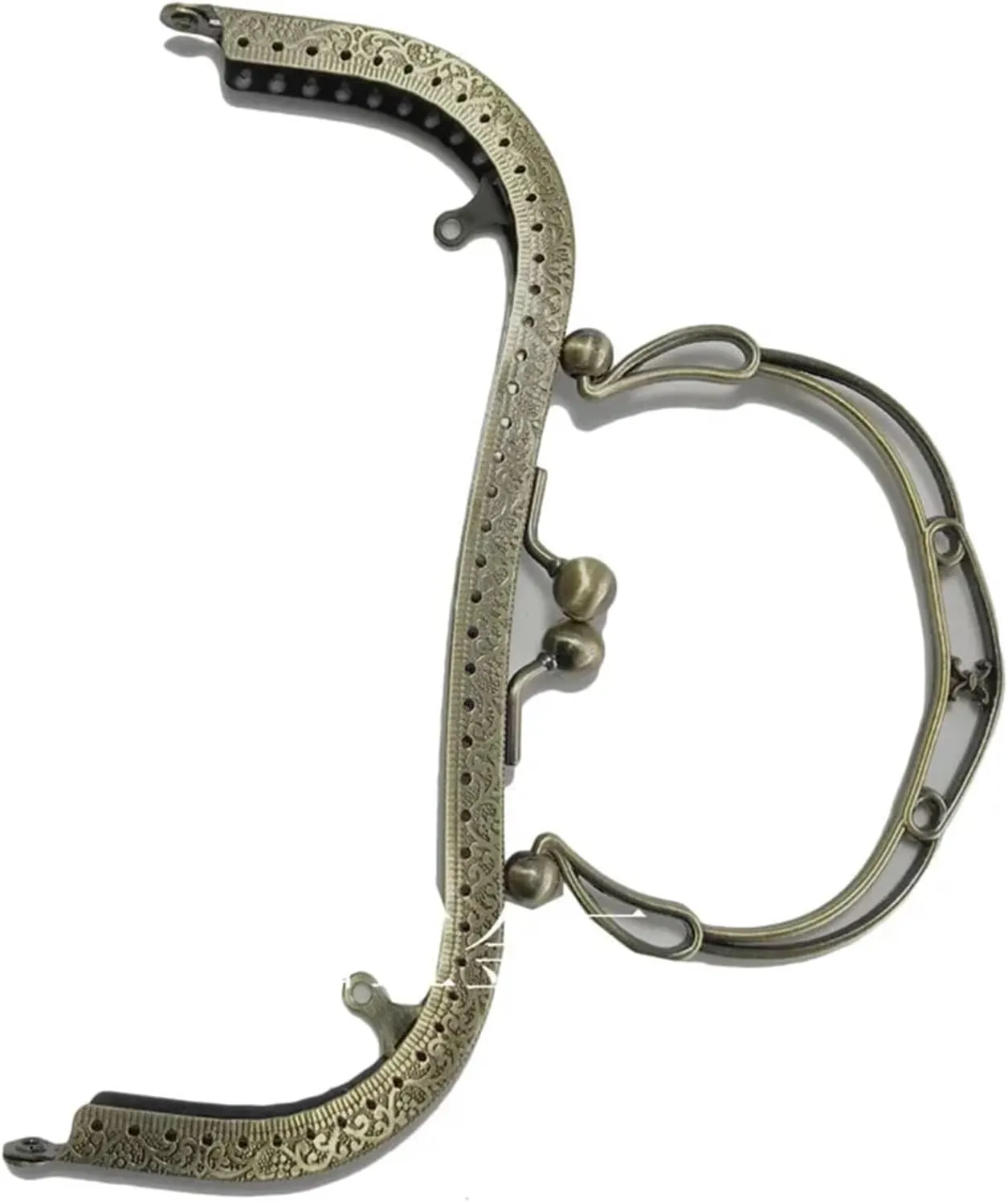 Clutch Bag Clasp 19.5cm Metal Embossing Purse Frame Bag Handle Bracket Kiss Clasp Buckles DIY Handbag Replacement Craft(Color 1)