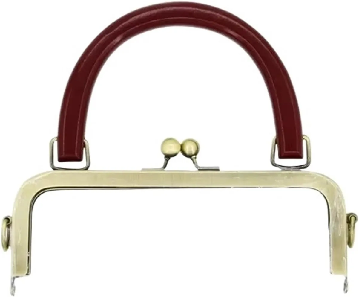 Clutch Bag Clasp 20/25cm Metal Square Kiss Clasp Handles Embossed/Smooth Purse Frames Wooden Handle Bags Brackets Wallet Framework(20cm-C)