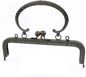 Clutch Bag Clasp 5/10Pcs 20cm Metal Purse Handles Embossed Bag Frame Kiss Clasp Women Handbag Woven Bags Brackets DIY Sewing Accessories(Black,20cm-10Pcs)