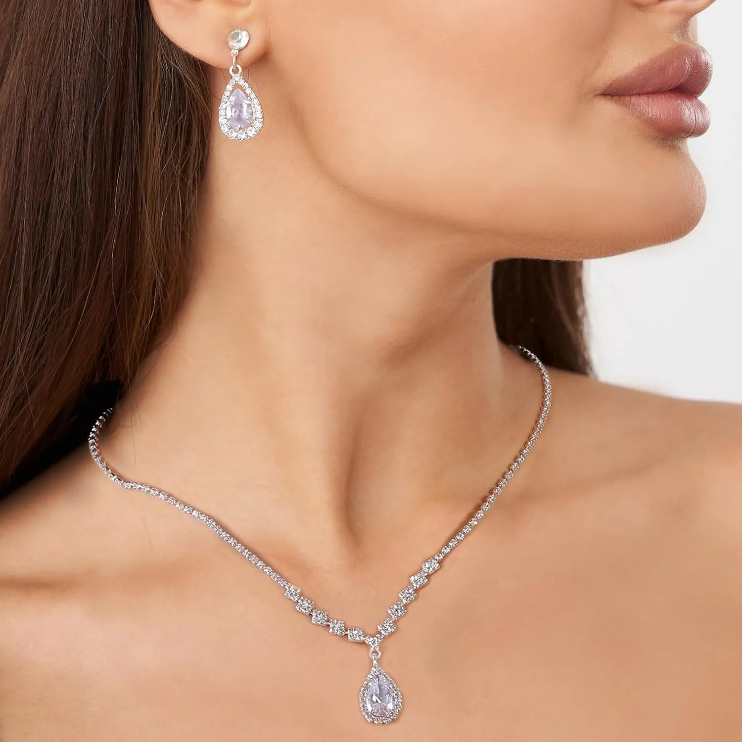 Clutch Purse Jewelry Set for Women Evening Bags Silver Gold Rhinestone Crystal Necklace Earrings Bracelet Set Formal Wedding Bridal Accessories Jewelry for Prom