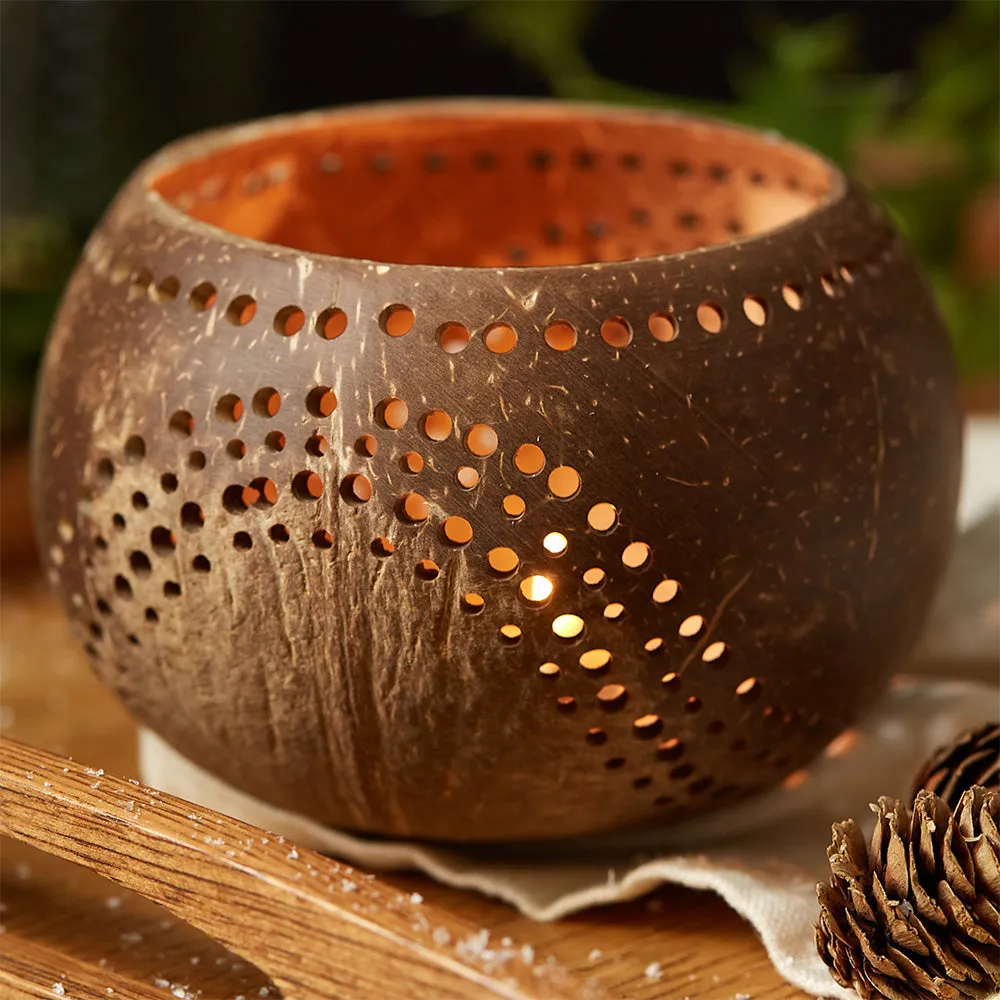 Coconut Shell Tea Light Holder Set | Eco-Friendly, Unique & Unusual Tea Light Base