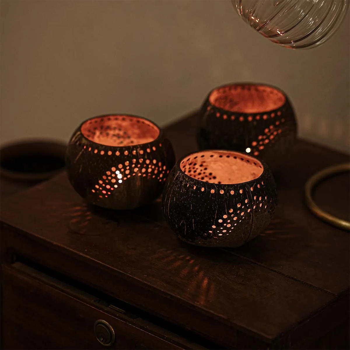 Coconut Shell Tea Light Holder Set | Eco-Friendly, Unique & Unusual Tea Light Base
