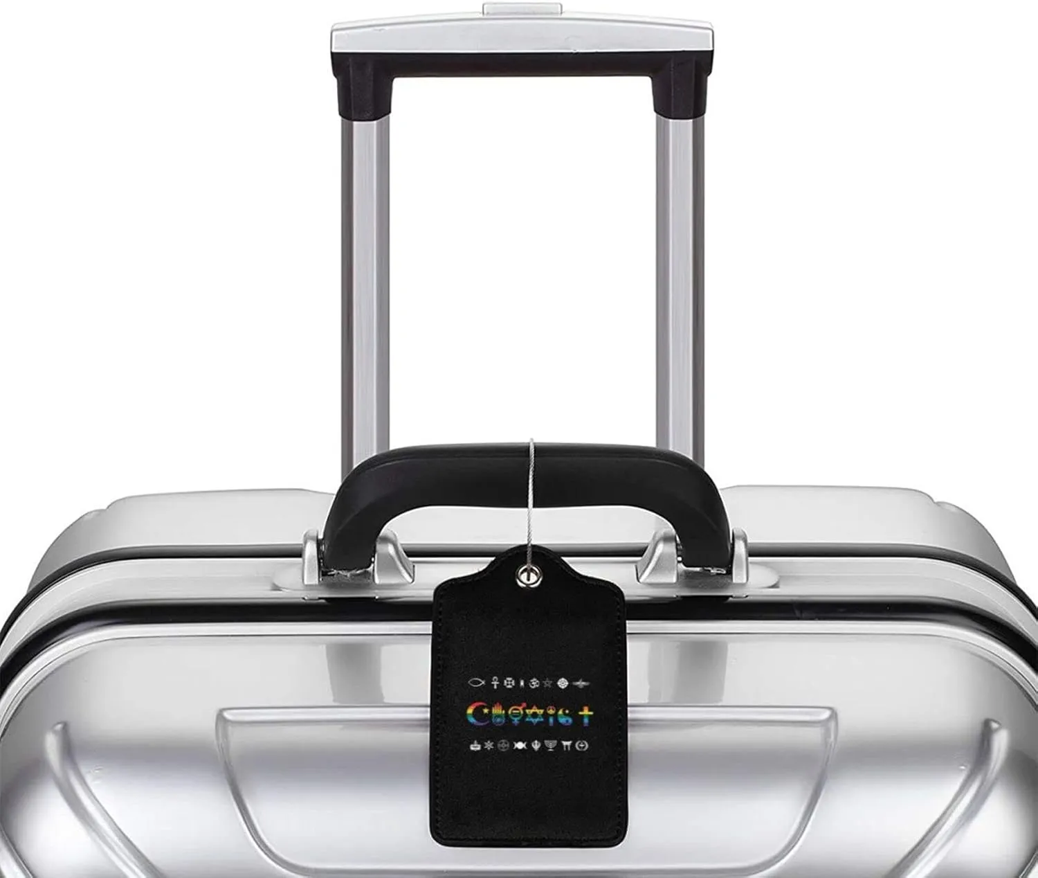 Coexist Rainbow Pride Gay Lesbian LGBT Leather Baggage Bag Luggage Tags with Stainless Steel Loop and Privacy Cover