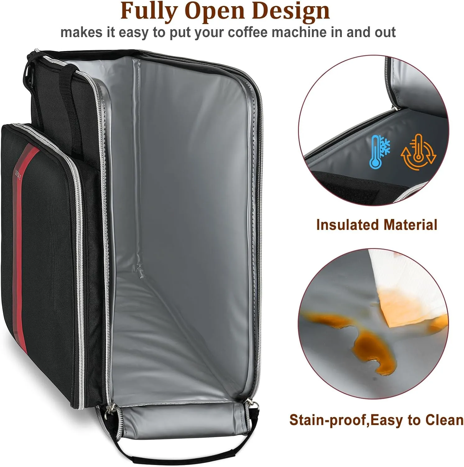 Coffee Maker Travel Bag Compatible with Keurig K-Slim/K-Express/K-Iced/Ninja PB051/PB041ST,Single Serve Coffee Brewer Carrying Case with Multiple Pockets for K-Cup Pods(Bag Only)