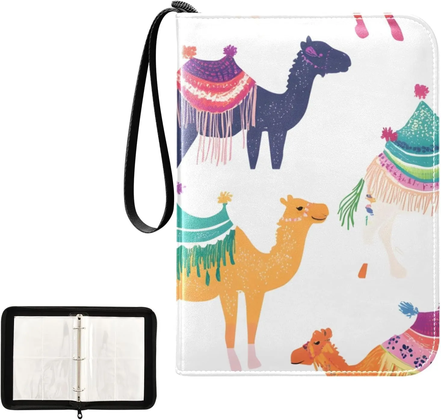 Colorful Camels Card Binder Card Storage Album with Zipper Display Storage Carrying Case