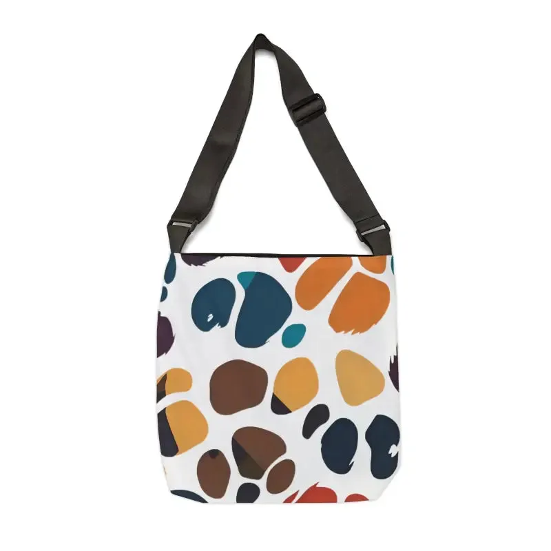 Colorful Paw Tote Bag with Adjustable Zipper Pocket