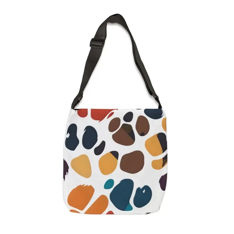 Colorful Paw Tote Bag with Adjustable Zipper Pocket