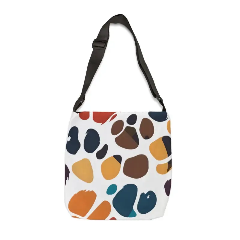 Colorful Paw Tote Bag with Adjustable Zipper Pocket