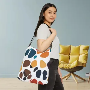 Colorful Paw Tote Bag with Adjustable Zipper Pocket