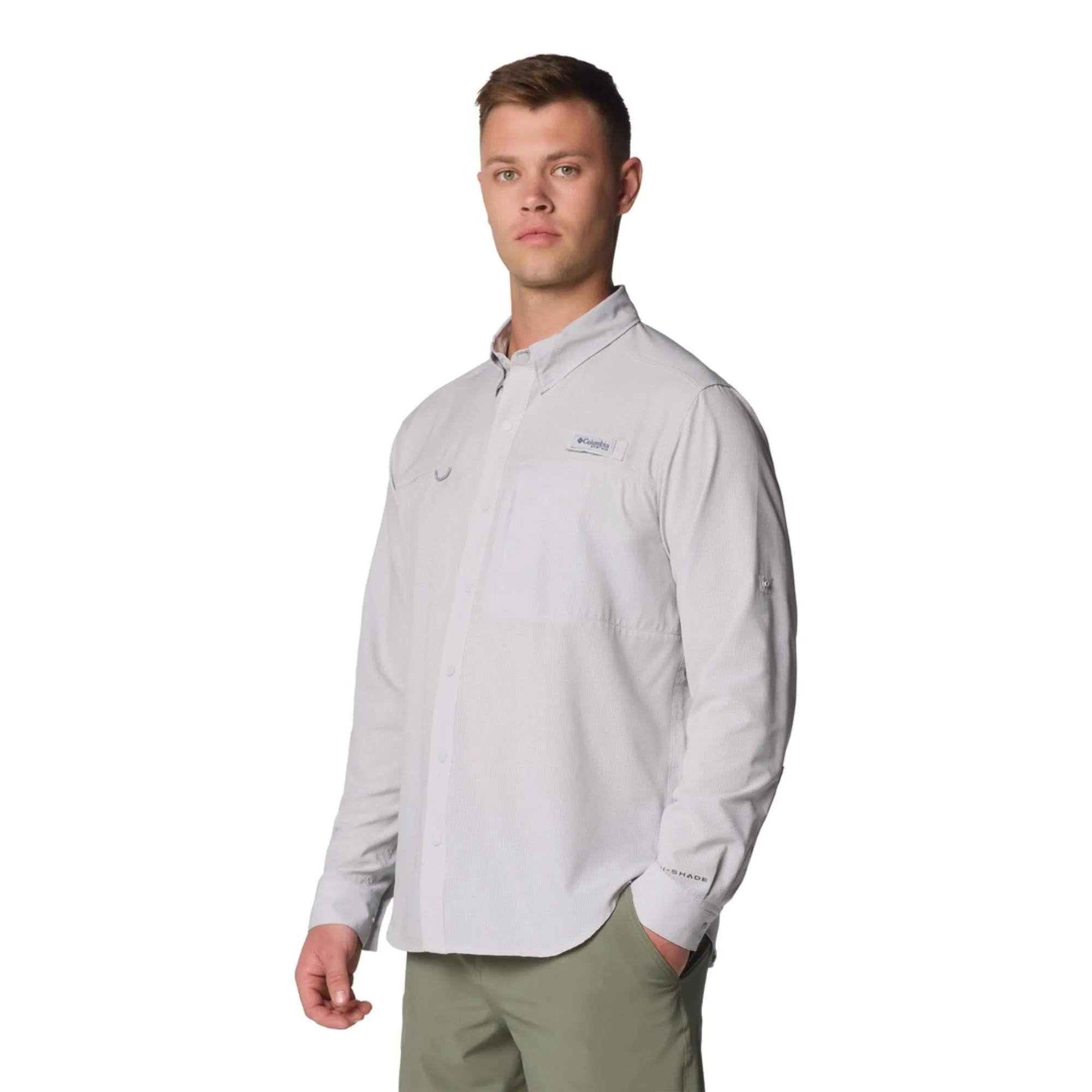 Columbia Mens Black PFG Solar Breeze Woven Long Sleeve Shirt