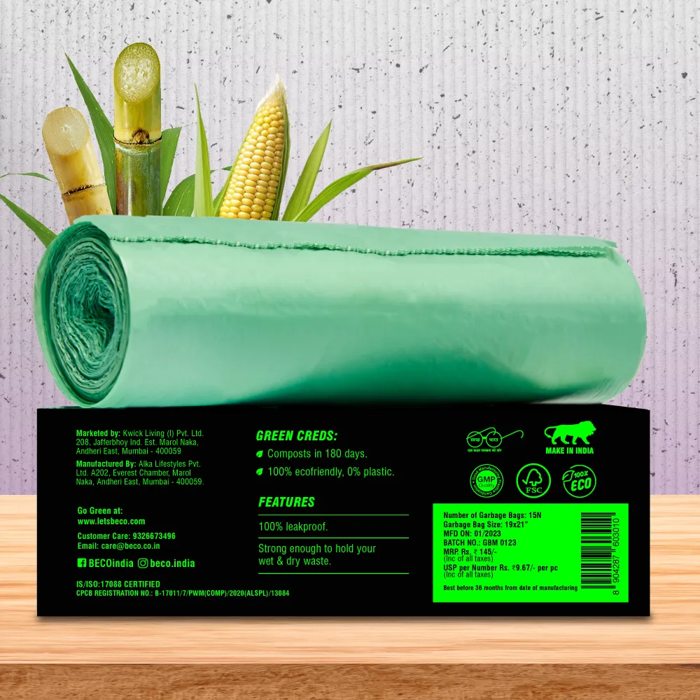 Compostable Garbage Bags - Medium - 15 bags/roll