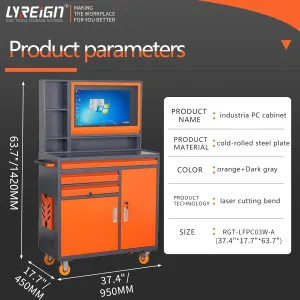 Configurable Heavy Duty Workbench Industrial Computer Cabinet, Industrial Computer Desk Suitable, Industrial PC Cabinet Maximum fit for 27-inch Monitors