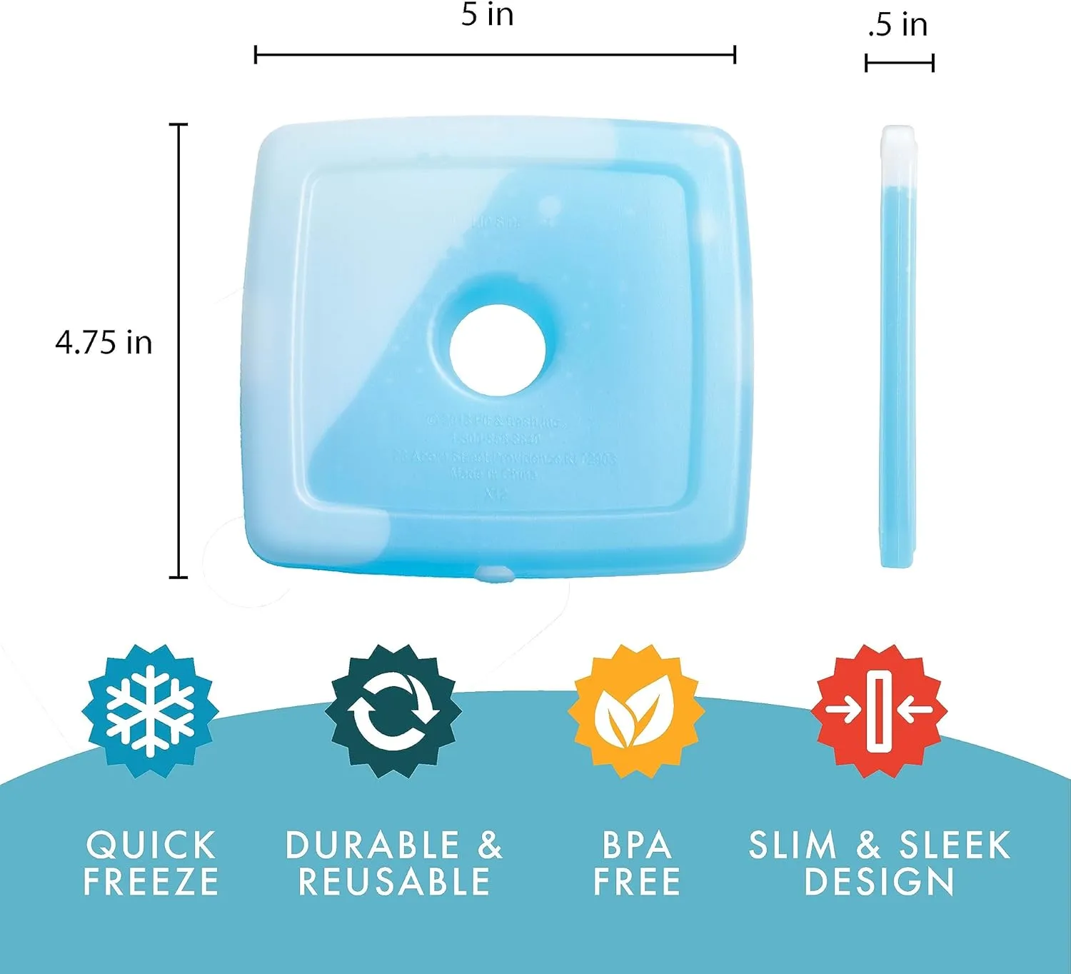 Cool Coolers by Fit   Fresh, Reusable & Long-Lasting Slim Ice Packs, Cold Packs for Lunch Boxes, Ice Packs for Lunch Bags, Blue 8 Pack