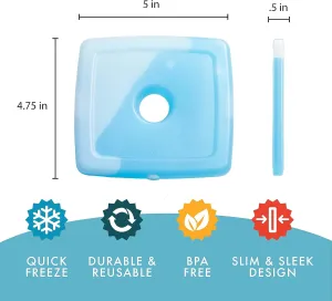 Cool Coolers by Fit   Fresh, Reusable & Long-Lasting Slim Ice Packs, Cold Packs for Lunch Boxes, Ice Packs for Lunch Bags, Blue 8 Pack