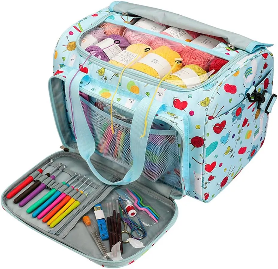 Coopay Knitting Bag Large Crochet Bag, Huge Knitting Bags and Totes Organizer Yarn Storage Organizer for Unfinished Project, Knitting Needles, Crochet Hooks, Skeins Yarn -Ideal Knitting & Crochet Gift