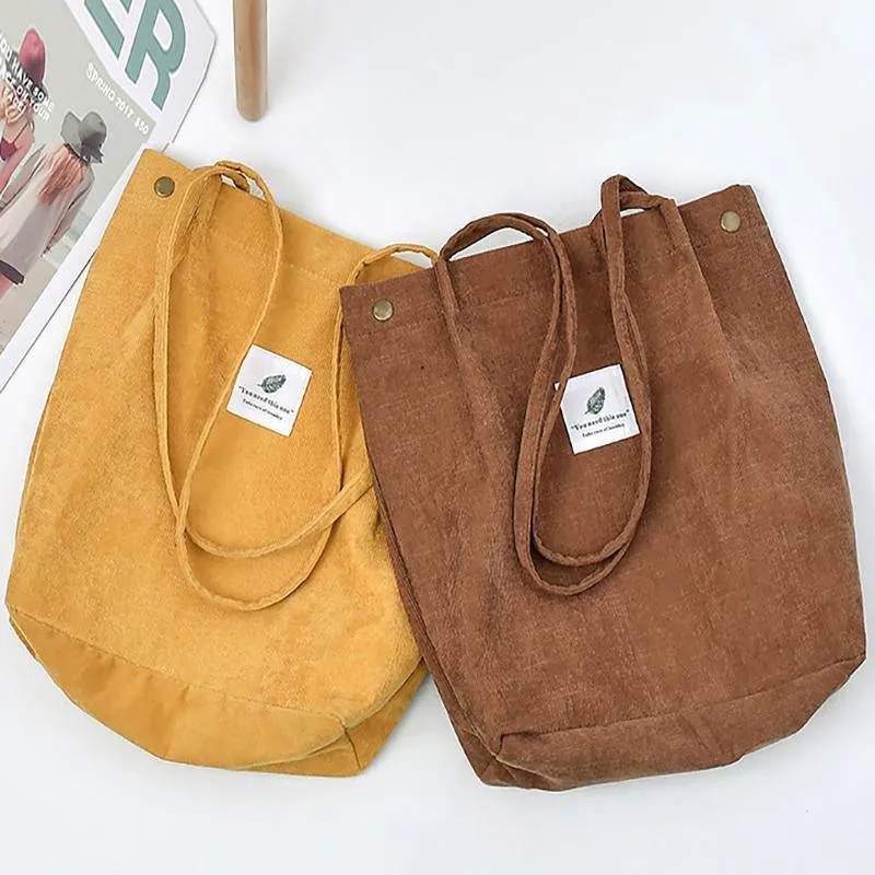 Corduroy Tote Bag 1PC 7Colours Shoulder Bag