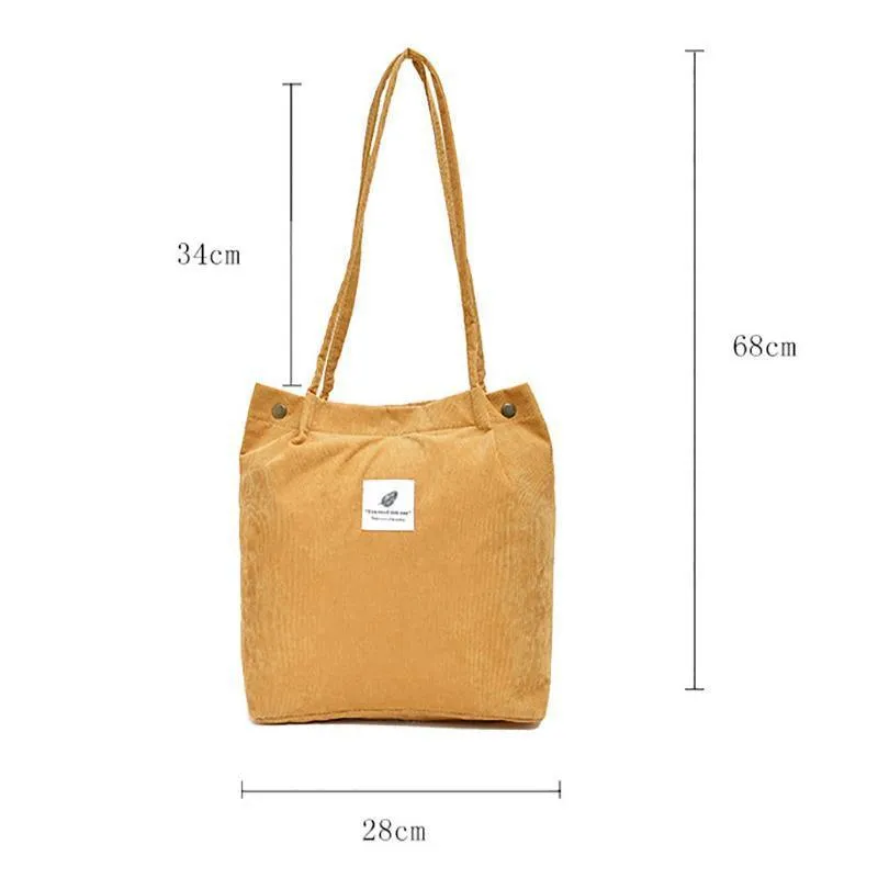 Corduroy Tote Bag 1PC 7Colours Shoulder Bag