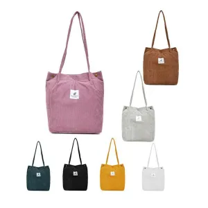 Corduroy Tote Bag 1PC 7Colours Shoulder Bag