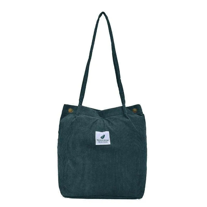 Corduroy Tote Bag 1PC 7Colours Shoulder Bag