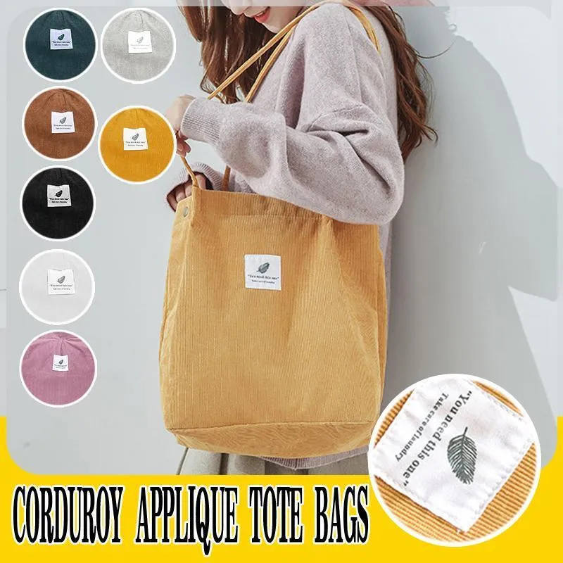 Corduroy Tote Bag 1PC 7Colours Shoulder Bag