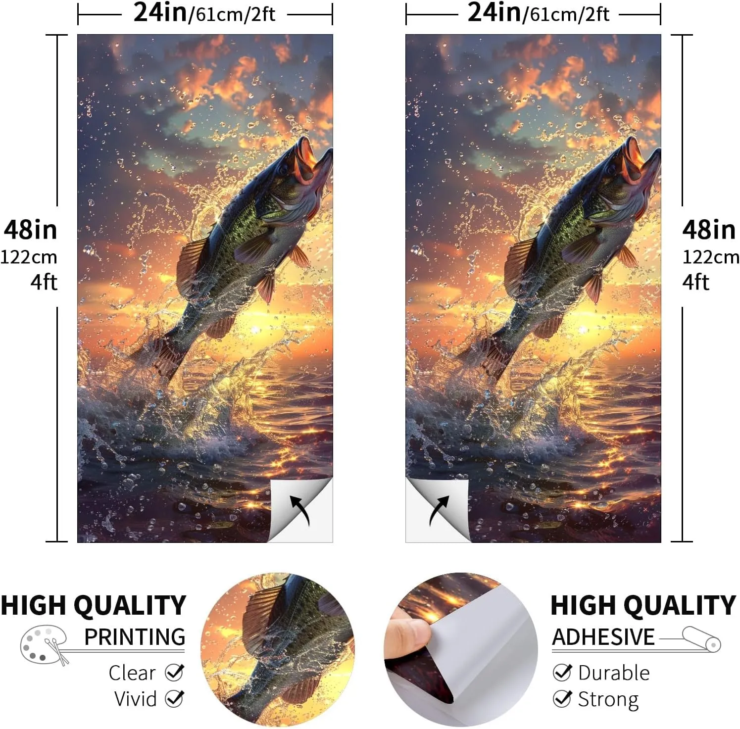Cornhole Board Decals for Outdoor Games 24inx48in Themed Vinyl Skins Weather-Resistant Cornhole Wrap Set for Family Backyard Fun Parties Decorative Game Stickers,Set of 2 Fishing