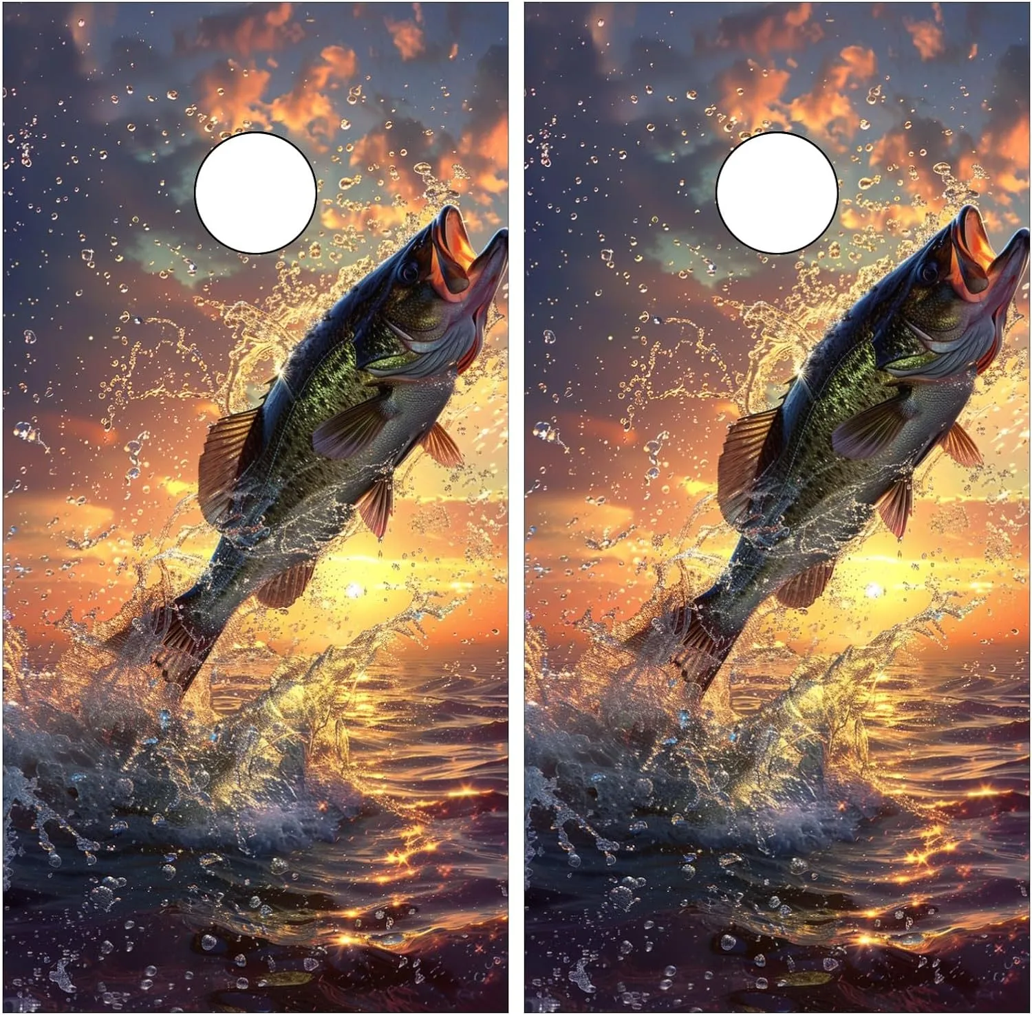 Cornhole Board Decals for Outdoor Games 24inx48in Themed Vinyl Skins Weather-Resistant Cornhole Wrap Set for Family Backyard Fun Parties Decorative Game Stickers,Set of 2 Fishing