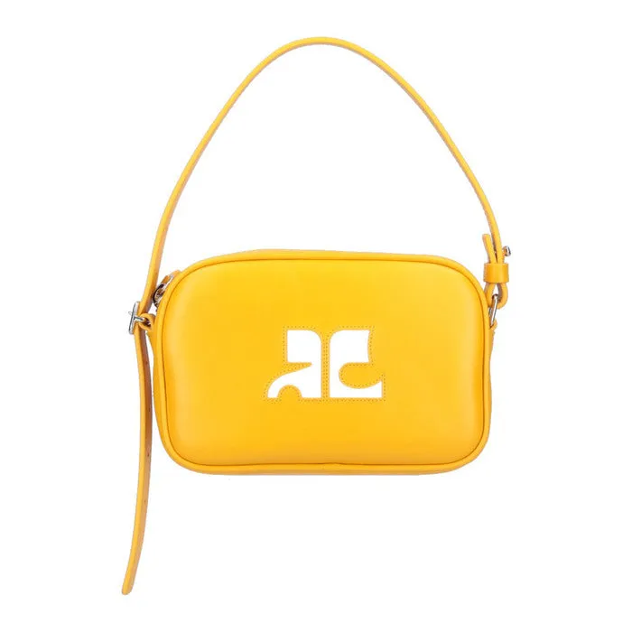 Courreges Slim Leather Camera Bag Bags Yellow
