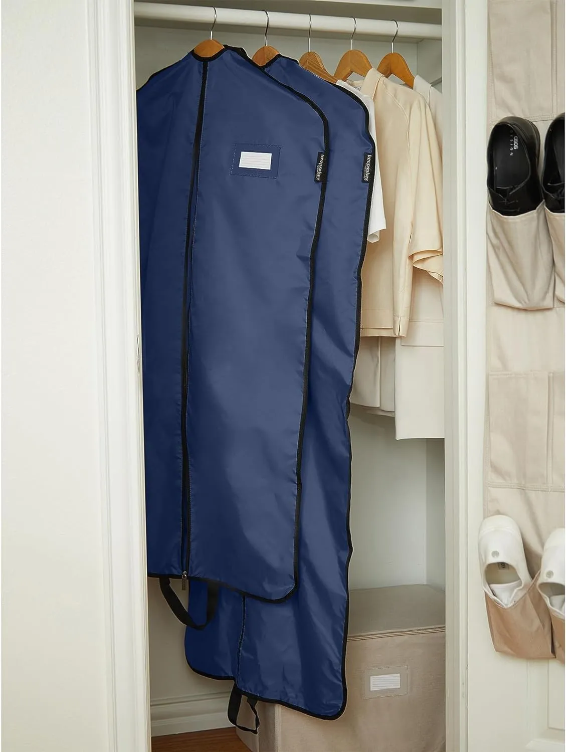 Covermates Keepsakes Garment Bag Set - Premium Polyester - Full Length Zipper - ID Window - Carrying Handles - Closet Storage, Blue