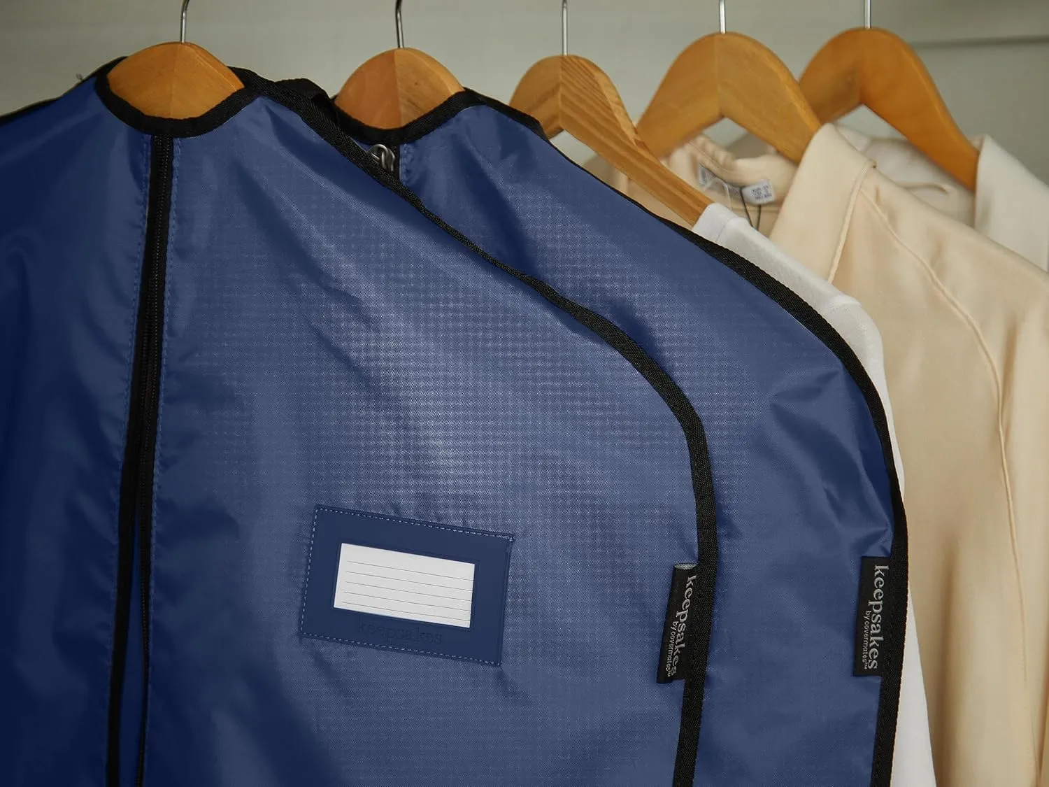 Covermates Keepsakes Garment Bag Set - Premium Polyester - Full Length Zipper - ID Window - Carrying Handles - Closet Storage, Blue