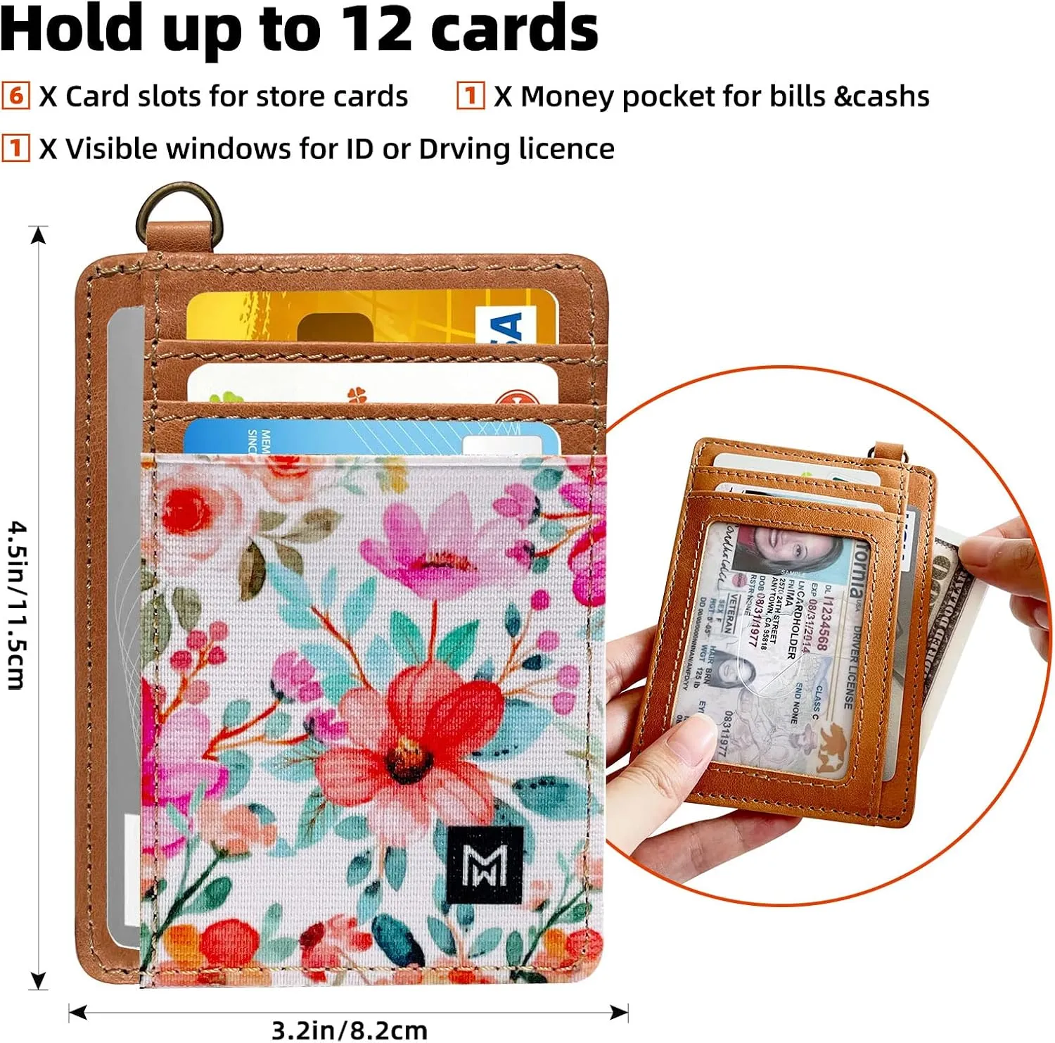 Credit Card Holder Wallet for Women Slim Minimalist Wallet RFID Blocking Leather Wallets Elastic Front Pocket Wallet for Women