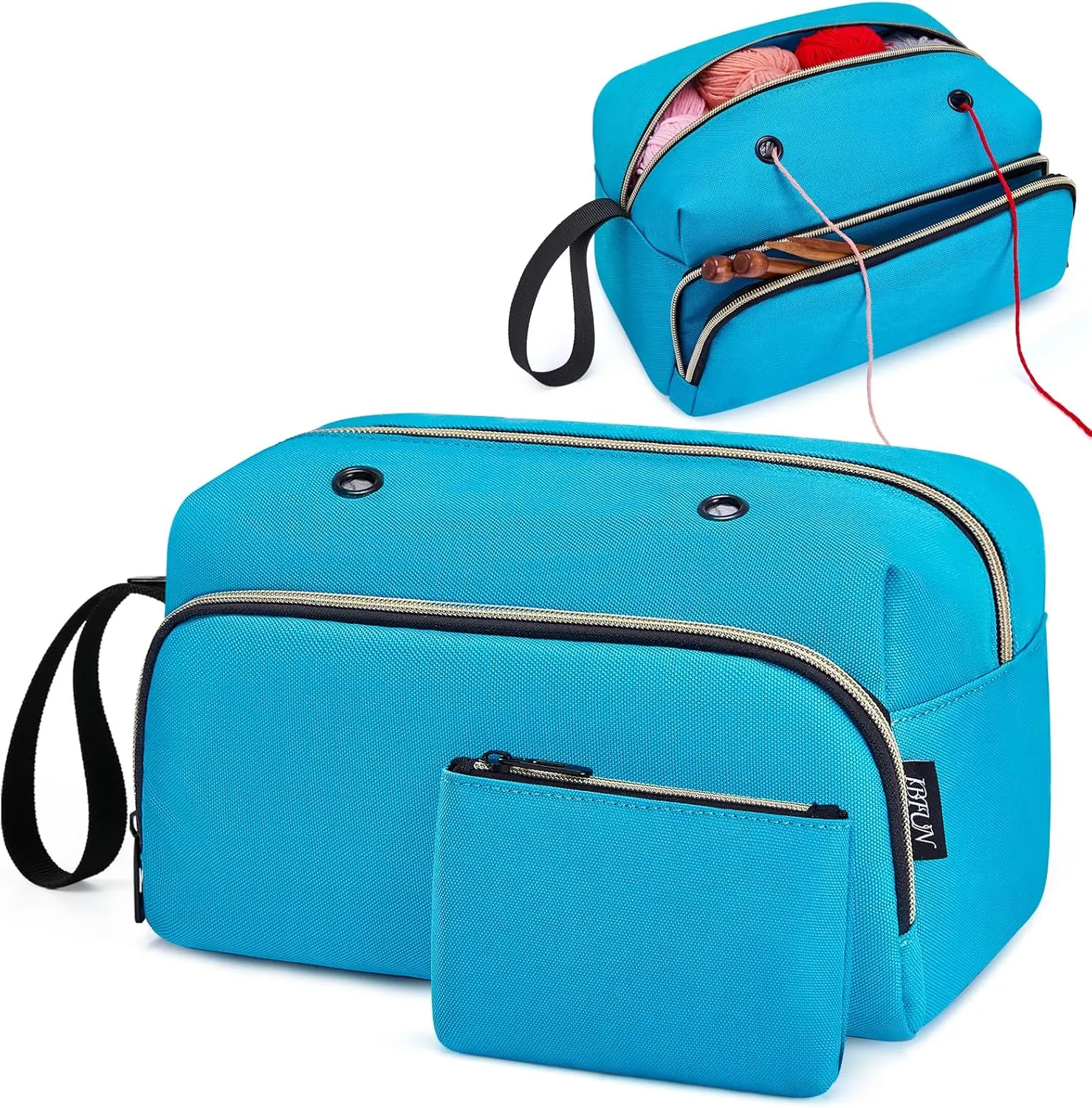 Crochet Yarn Knitting Bag 2 Pcs - IBFUN Yarn Storage Organizer Crocheting Bags for Beginners with Hand Wrist for Crochet Accessories Needles Hooks Knitting