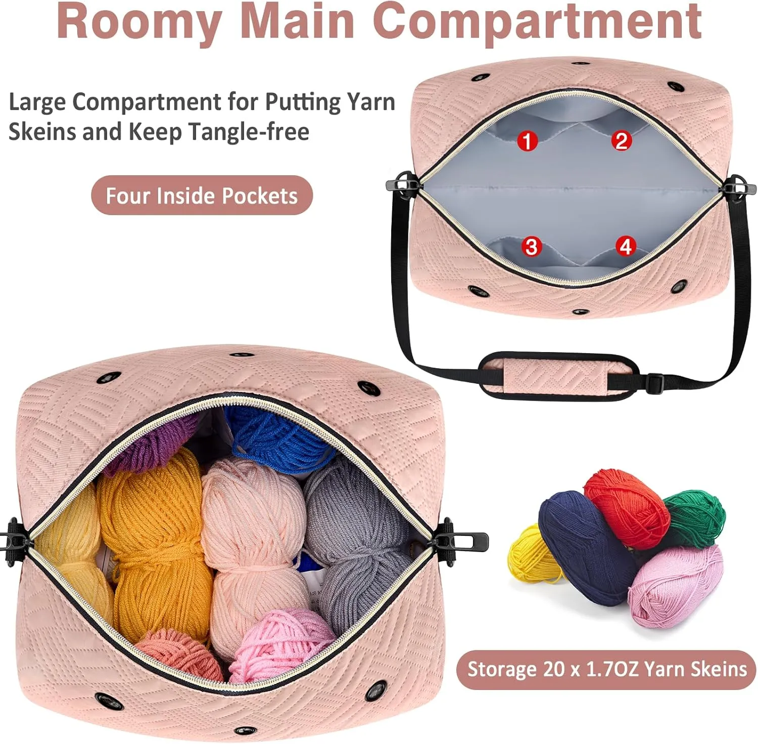 Crochet Yarn Knitting Bag 2 Pcs - IBFUN Yarn Storage Organizer Crocheting Bags for Beginners with Shoulder Strap for Knit Accessories Needles Hooks