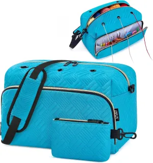 Crochet Yarn Knitting Bag 2 Pcs - IBFUN Yarn Storage Organizer Crocheting Bags for Beginners with Shoulder Strap for Knit Accessories Needles Hooks
