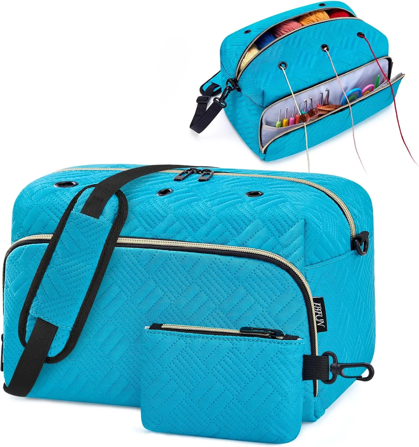 Crochet Yarn Knitting Bag 2 Pcs - IBFUN Yarn Storage Organizer Crocheting Bags for Beginners with Shoulder Strap for Knit Accessories Needles Hooks