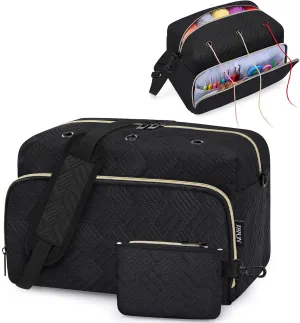 Crochet Yarn Knitting Bag 2 Pcs - IBFUN Yarn Storage Organizer Crocheting Bags for Beginners with Shoulder Strap for Knit Accessories Needles Hooks