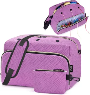 Crochet Yarn Knitting Bag 2 Pcs - IBFUN Yarn Storage Organizer Crocheting Bags for Beginners with Shoulder Strap for Knit Accessories Needles Hooks