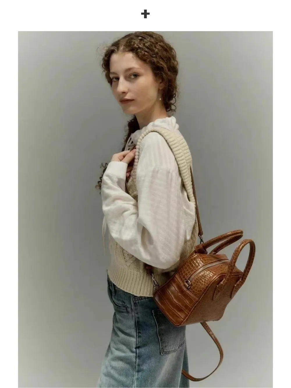 Crocodile Pattern Boston Handbag