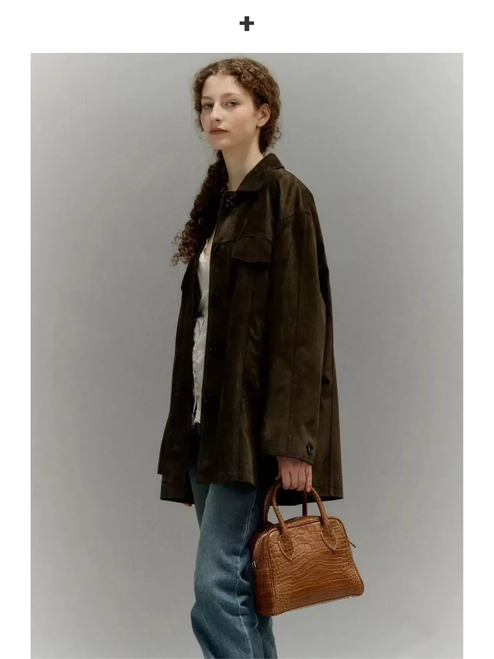 Crocodile Pattern Boston Handbag