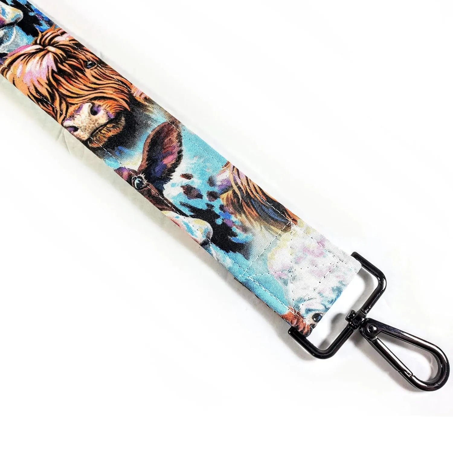 Cross Body Cow Guitar Style Bag Strap -Cow Face Cross Body Style Bag Strap - Custom Hardware Color- Adjustable -Double Padded-Durable- (2" Width, Gold)